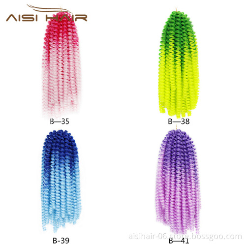 Aisi Hair Spring Twist Crochet Braids Ombre Braiding Hair 8 Inch Synthetic Hair Extensions Braids Curly Twists Fluffy